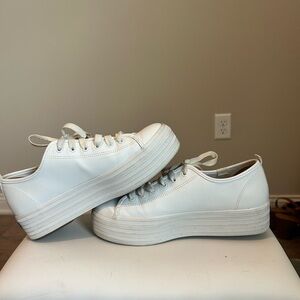 Keds White Platform Lace-Up Sneakers